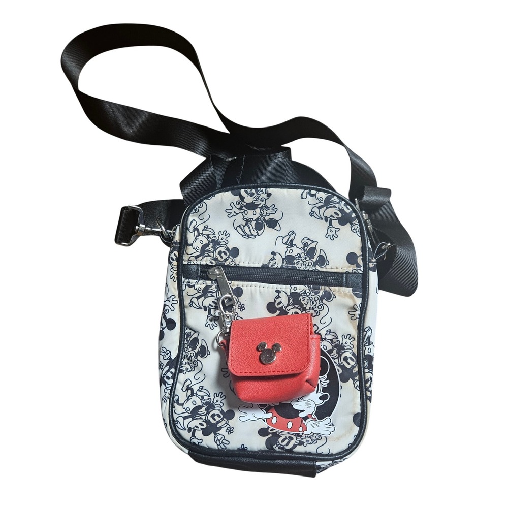Disney Mickey & Minnie Mouse 2 Piece Set Crossbody Bag & Tech Pouch Bioworld